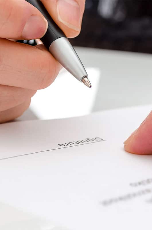 signing a document